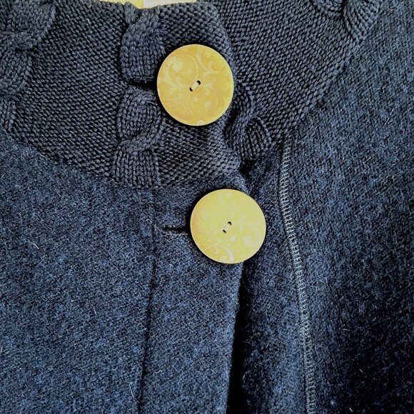 Soft Surroundings Wool Angora Wrap XS Navy Knit Poncho Buttons - Picture 5 of 11